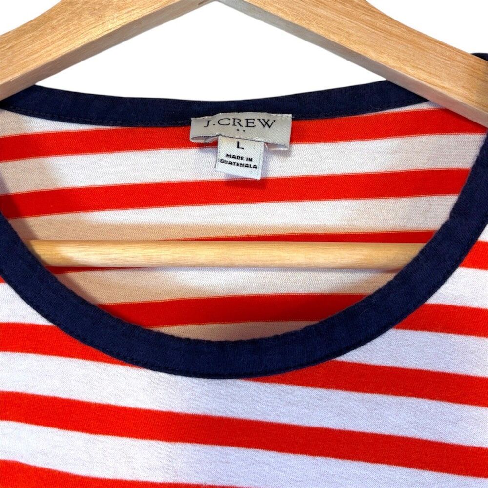 J Crew Women’s Large Short Sleeve Striped Crewneck T-Shirt Dress Soft Stretch - Picture 3 of 4